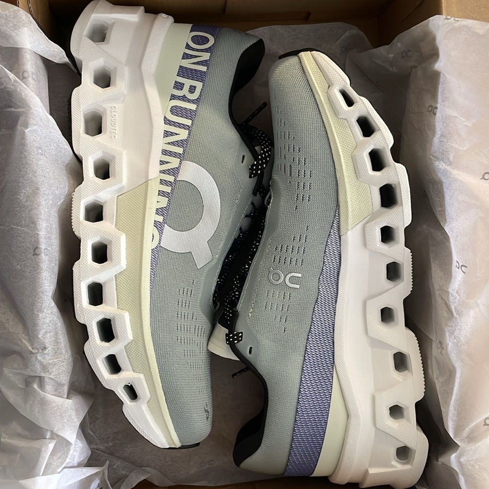On running shoe, Cloud monster 2, in mineral/aloe. Women’s size 8. Never worn.